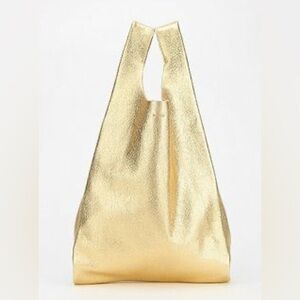 Baggu extra large soft gold leather tote bag